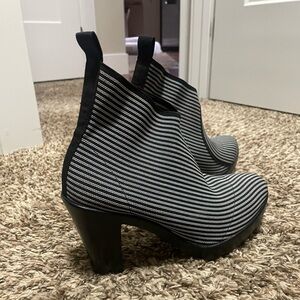 Black and white stripe ankle boot
